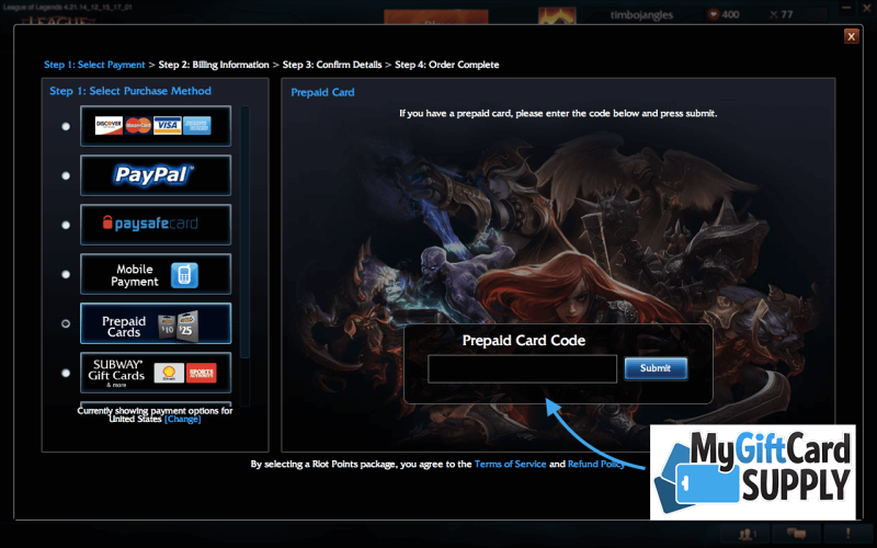  آموزش استفاده از گیفت کارت رایت پوینت در لیگ آف لجندز