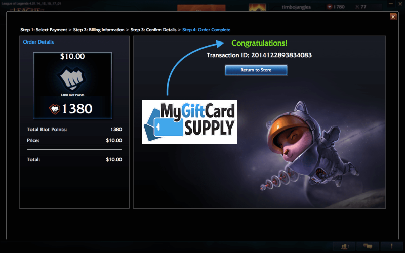  آموزش استفاده از گیفت کارت رایت پوینت در لیگ آف لجندز